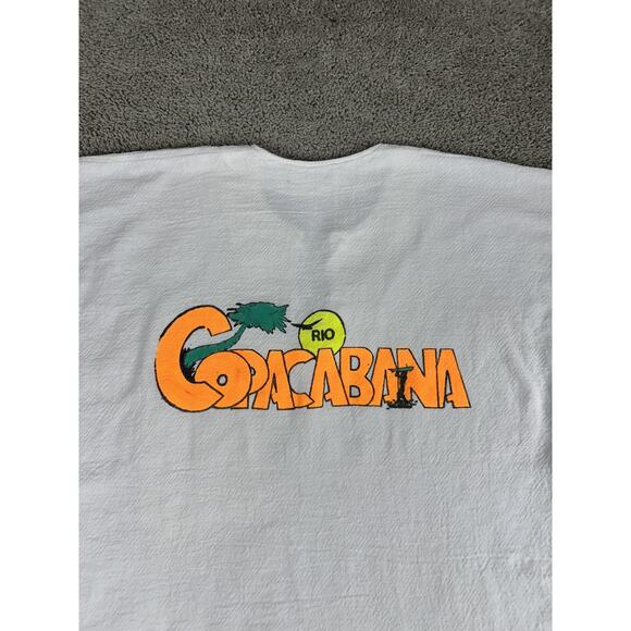 Vintage Copacabana Rio Shirt Mens XL White Brazil Souvenir Lace Up Beach 90s - Picture 3 of 16